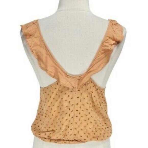 FREE PEOPLE Mauve Ruffle V-Neck Eyelet Blouse - Picture 3 of 6